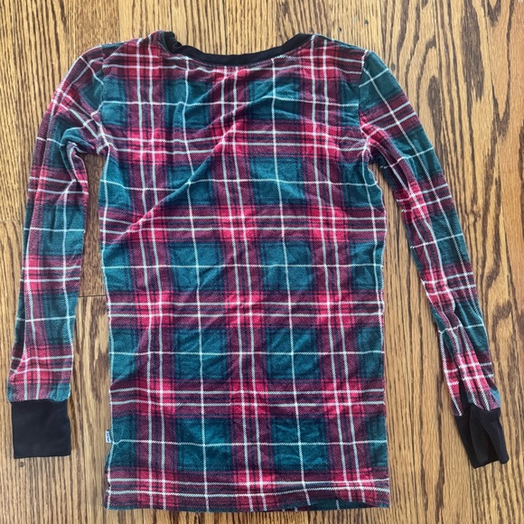 Little Sleepies Sz 9/10 Christmas Plaid Green Red  Top Only Bamboo Long Sleeve - Picture 3 of 3